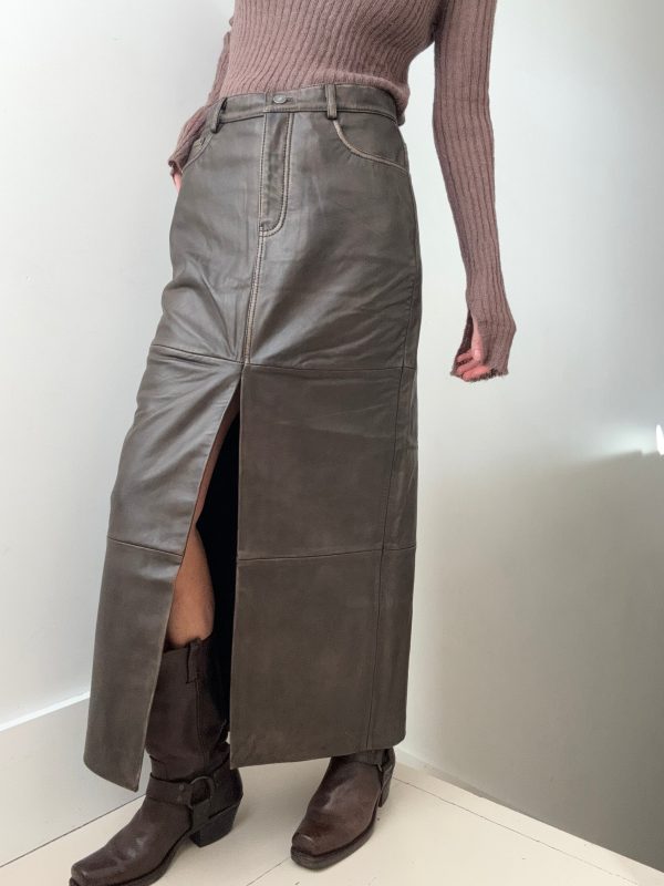 Reformation Veda Tazz Leather Maxi Skirt